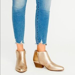 Metallic Gold Ankle booties w/side zipper